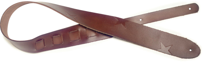 SLHP-STAR-DBRW Leath.Strap Pressed Star Dkbrw