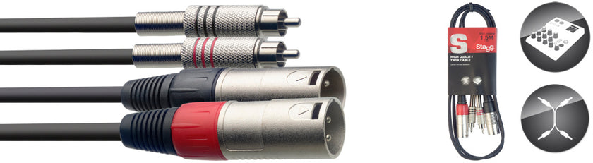 STC1,5CMXM 1,5M/5Ft Twin Cable Rcam-Xlrm