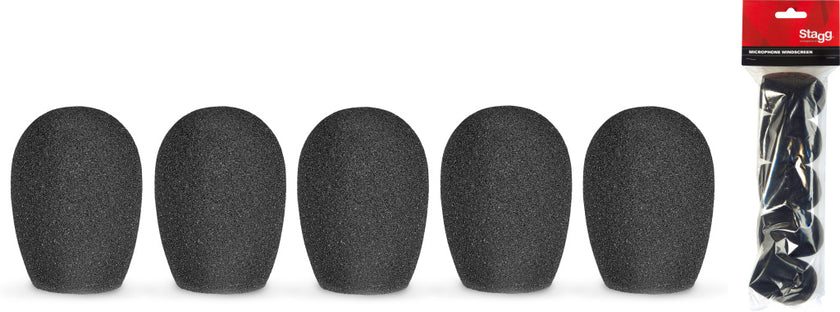 WS-S25/B5 5 Blk Mic Windscreens-O.D 25Mm