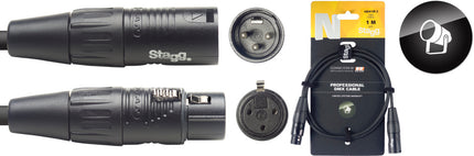 NDX1R-3 1M/3Ft Dmx Cbl Xlrf-Xlrm 3P Bk