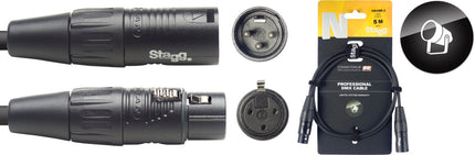 NDX5R-3 5M/16F Dmx Cbl Xlrf-Xlrm 3P Bk