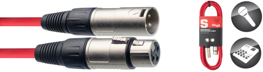SMC3CRD 3M/10F Red Mike Cbl Xlrf-Xlrm