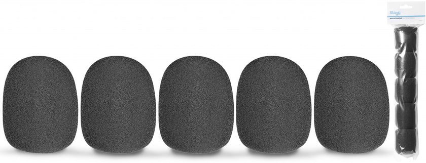 WS-S35/B5 5 Blk Mic Windscreens-O.D 35Mm
