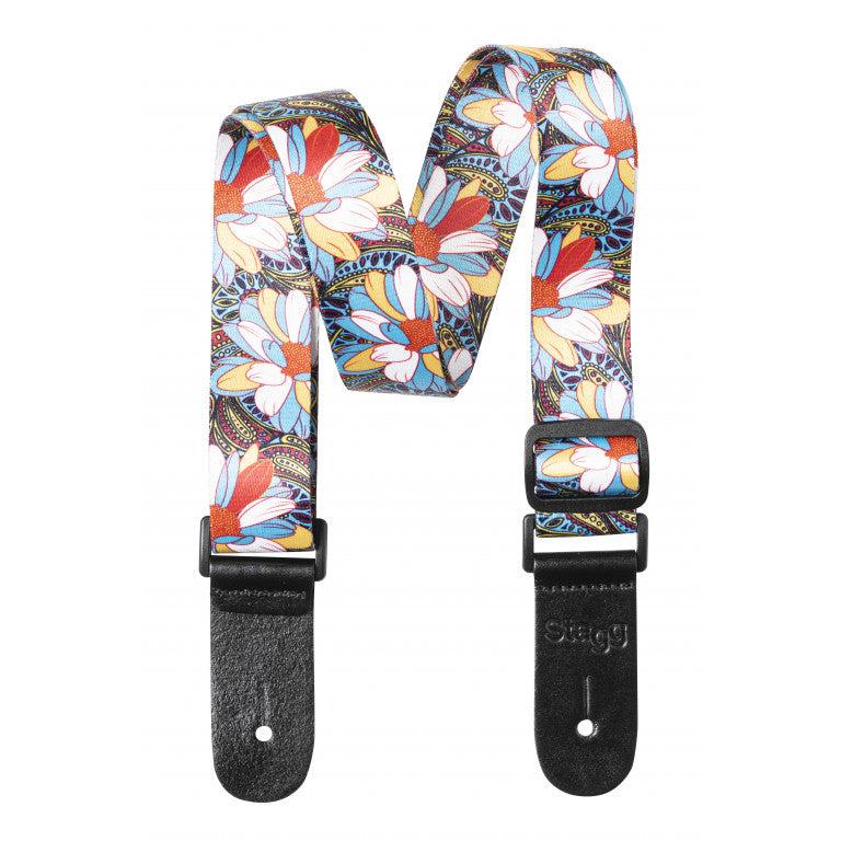 STEUKEFLOWBLU Terylen Uke Strap Flower Blue