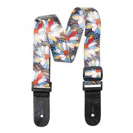 STEUKEFLOWBLU Terylen Uke Strap Flower Blue