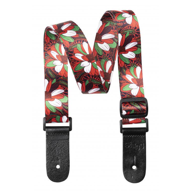 STEUKEFLOWRED Terylen Uke Strap Flower Red