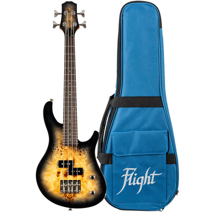 Flight Mini Bass PBR Electric solid body Burl