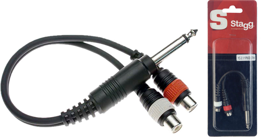 YC-01/1PM2CFH 1Xjack Male/2X Rca Fem-0,1 Mt