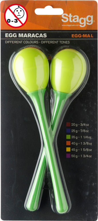 EGG-MAL/GR 2Pc Egg Maracas L/1 1/4Oz/Grn