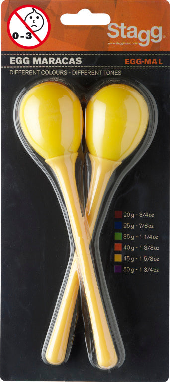 EGG-MAL/YW 2Pc Egg Maracas L/5/8Oz/Yellow