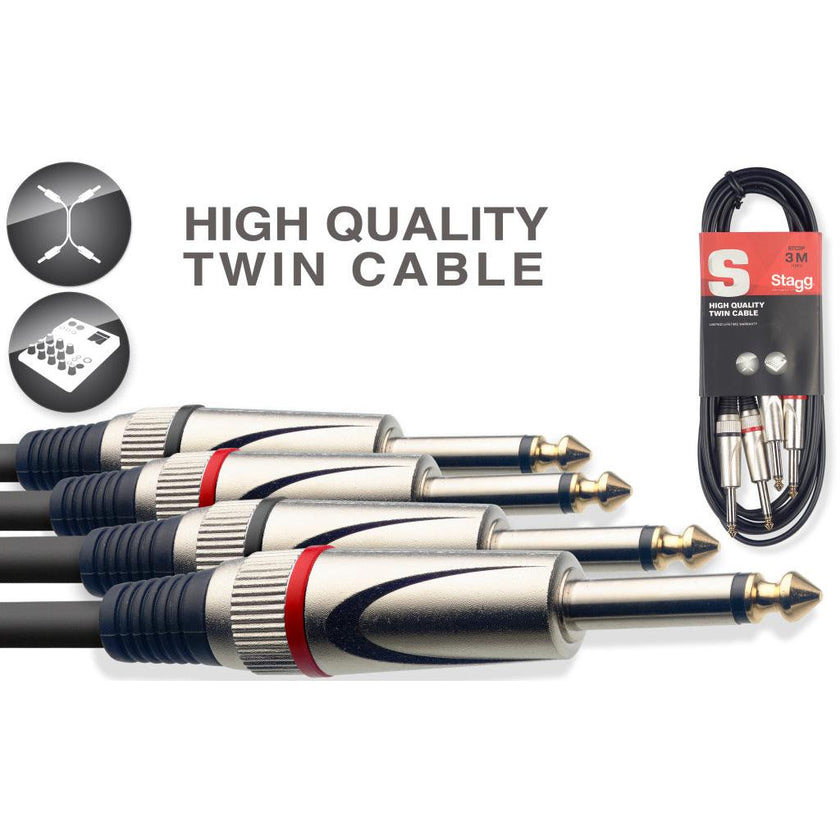 STC3P 3M/10FT TWIN CABLE PLUG-PLUG