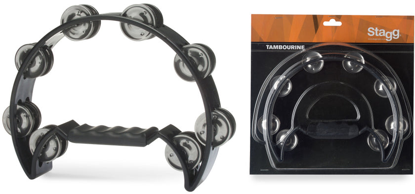 TAB-2BK Cutaway Tambourine 16 Jing,Blk