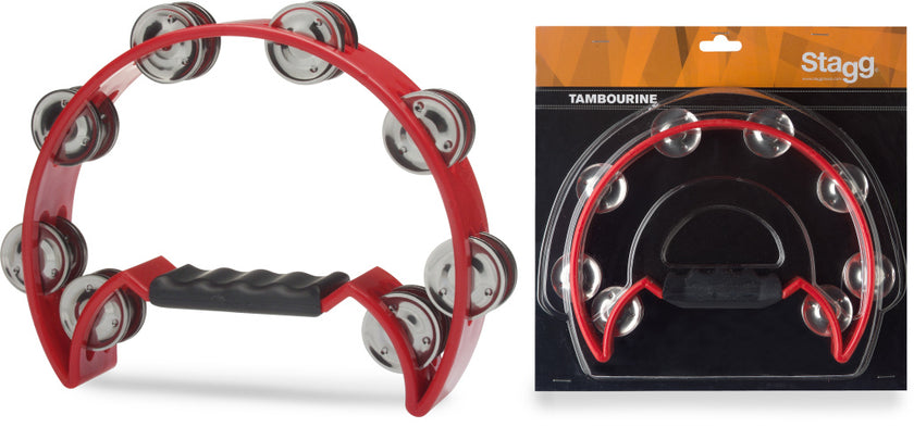 TAB-2RD Cutaway Tambourine 16 Jing,Red