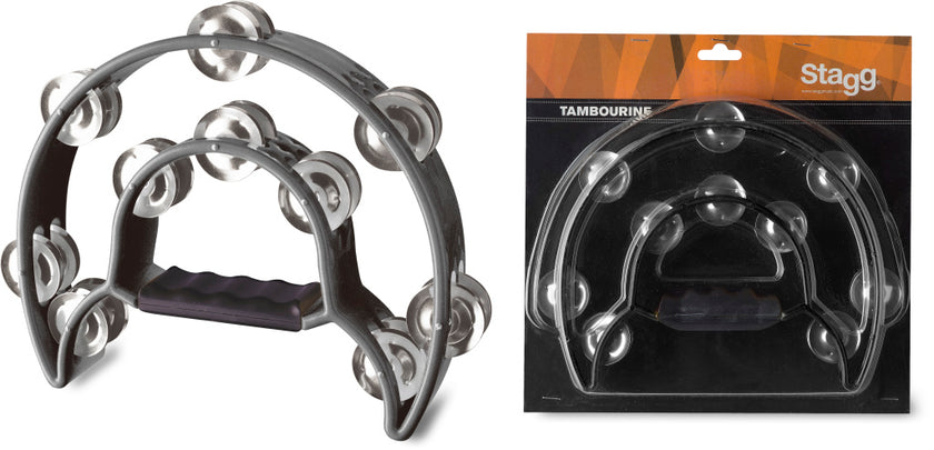 TAB-1BK Cutaway Tambourine 20 Jing,Blk