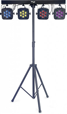 SLI FLATSET1-0 Tri-LED lighting set with 4 PAR cans/Stand 4x7x3W